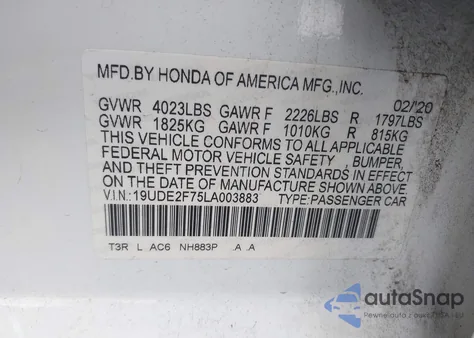 2020 Acura Ilx Premium Package/Technology Package z USA, uszkodzony, nr VIN 19UDE2F75LA003883